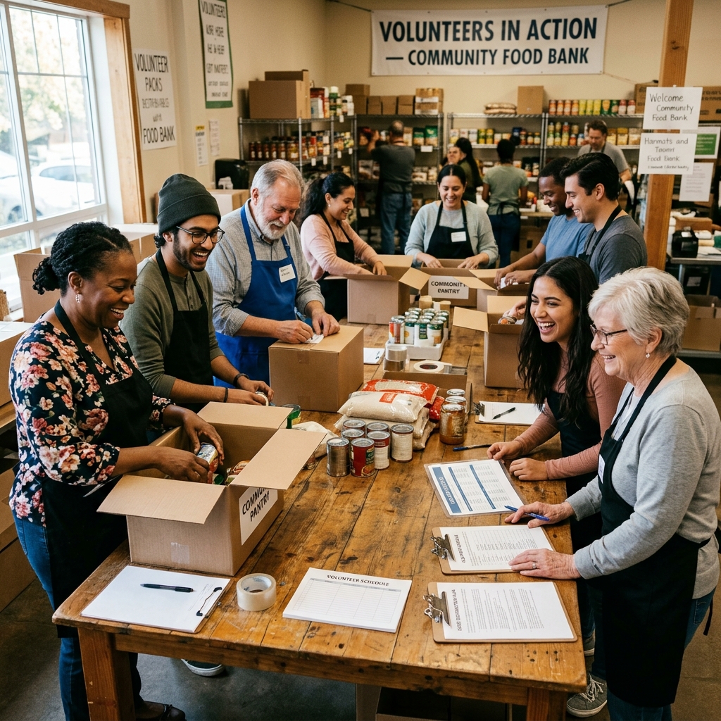 Bénévoles travaillant ensemble