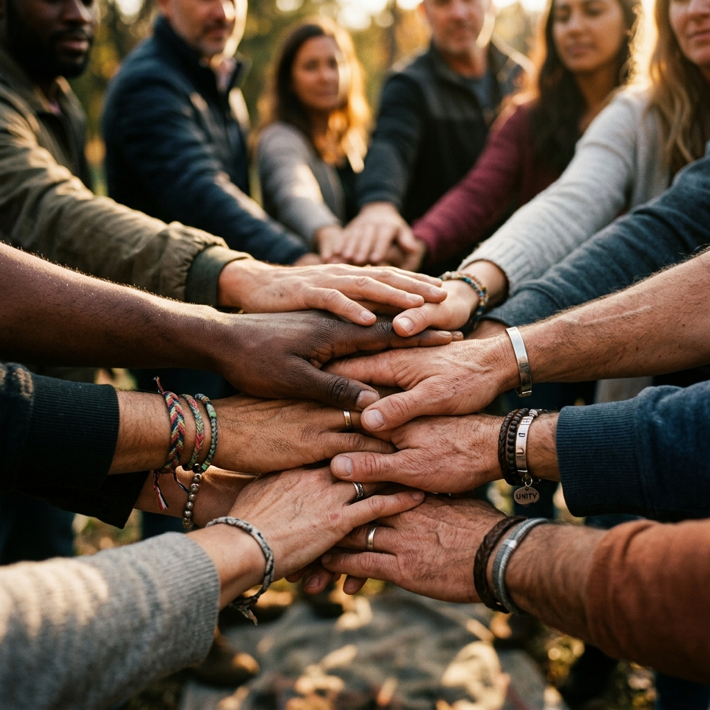 Mains jointes en solidarité